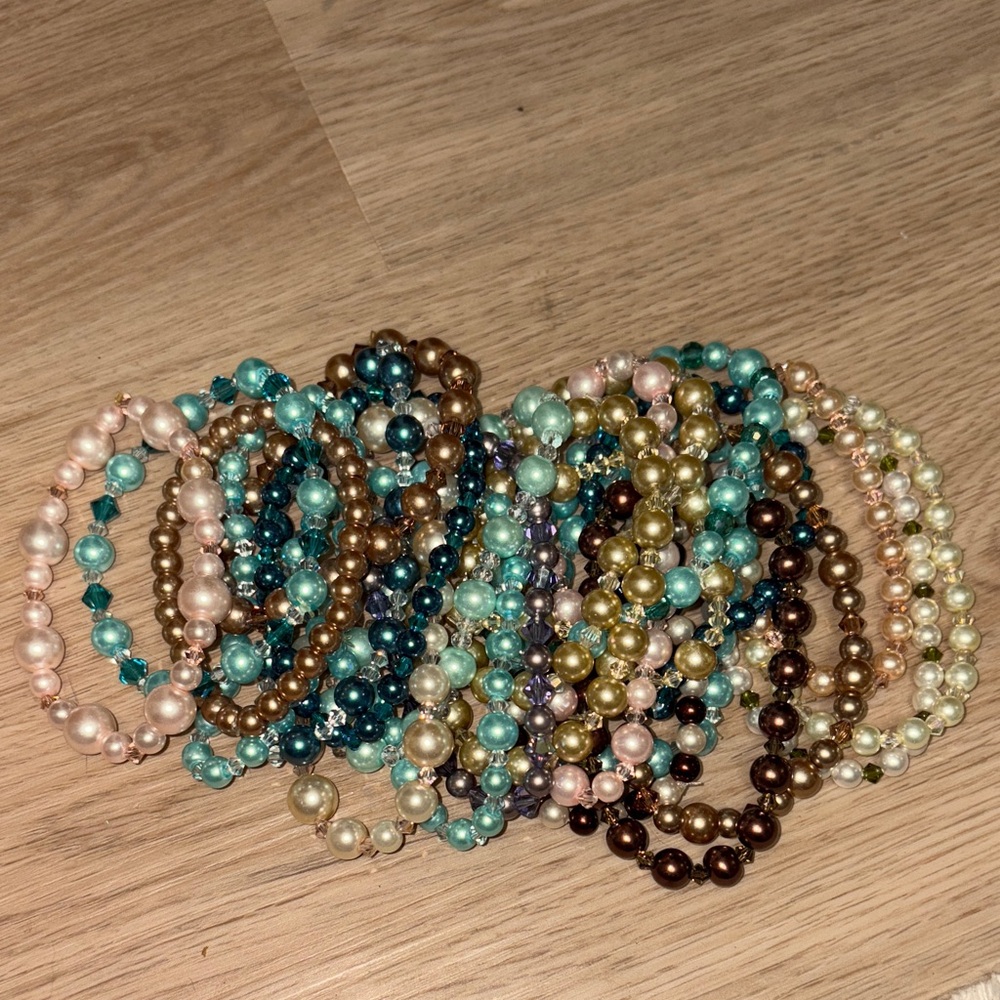 Elegant Multicolor Pearl Bracelet Set of 24
